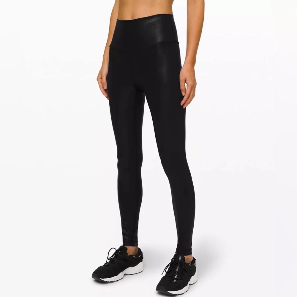 Lululemon Wunder Under Black Foil Leggings